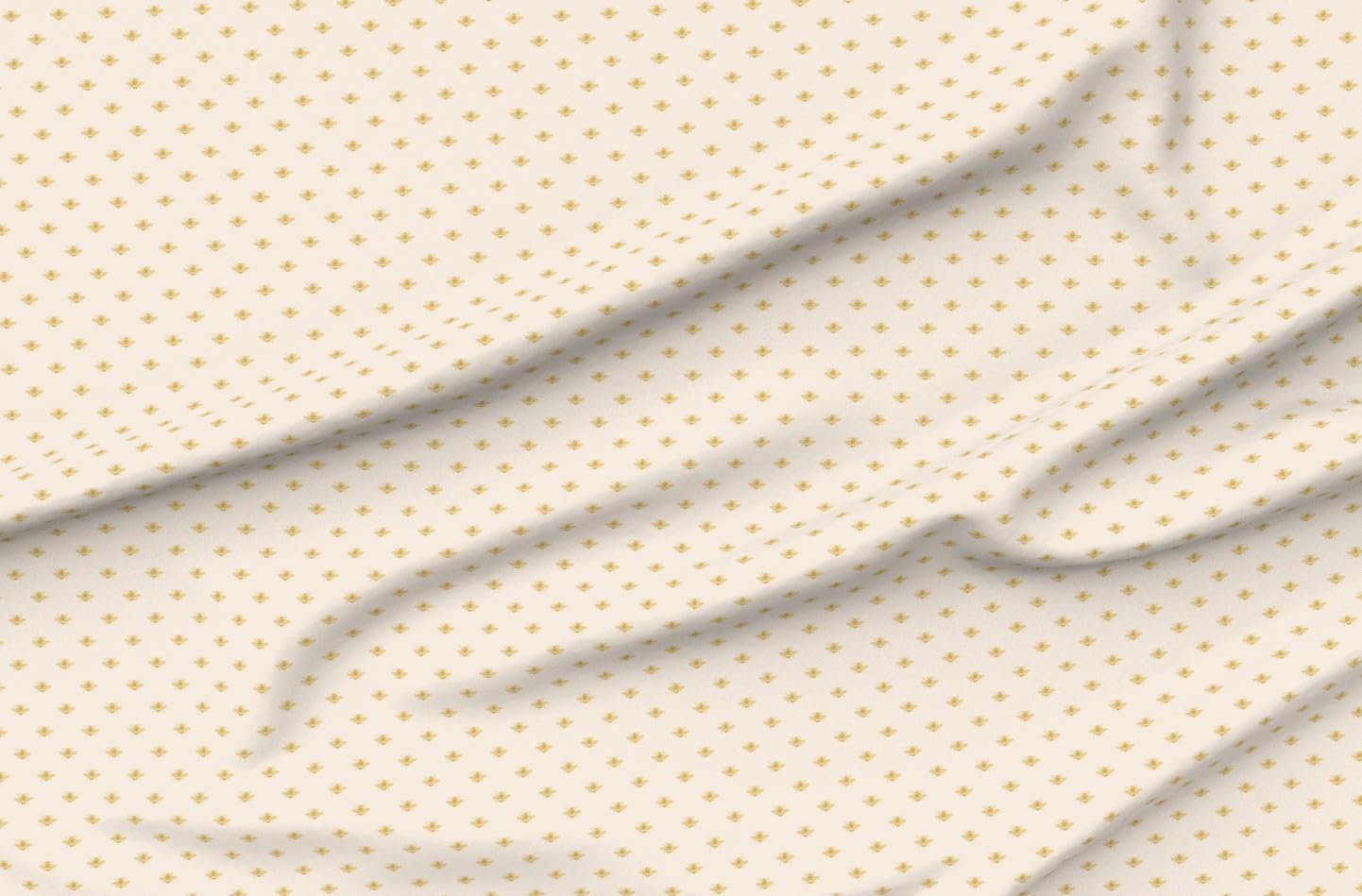 Spoonflower Fabric - Napoleonic Bee Neoclassical Empress Josephine Mustard Gold Beige Cream Printed on Organic Cotton Sateen Fabric by The Yard - Sewing Quilting Apparel Home Decor