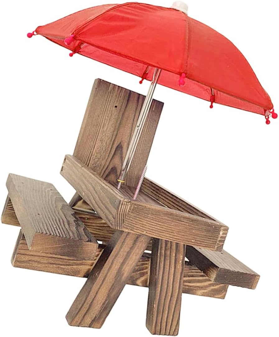 BESPORTBLE 1set Squirrel Picnic Table Feeder Umbrella Outdoor Squirrel Food Holder for Corn and Nuts Easy to Install Feeder
