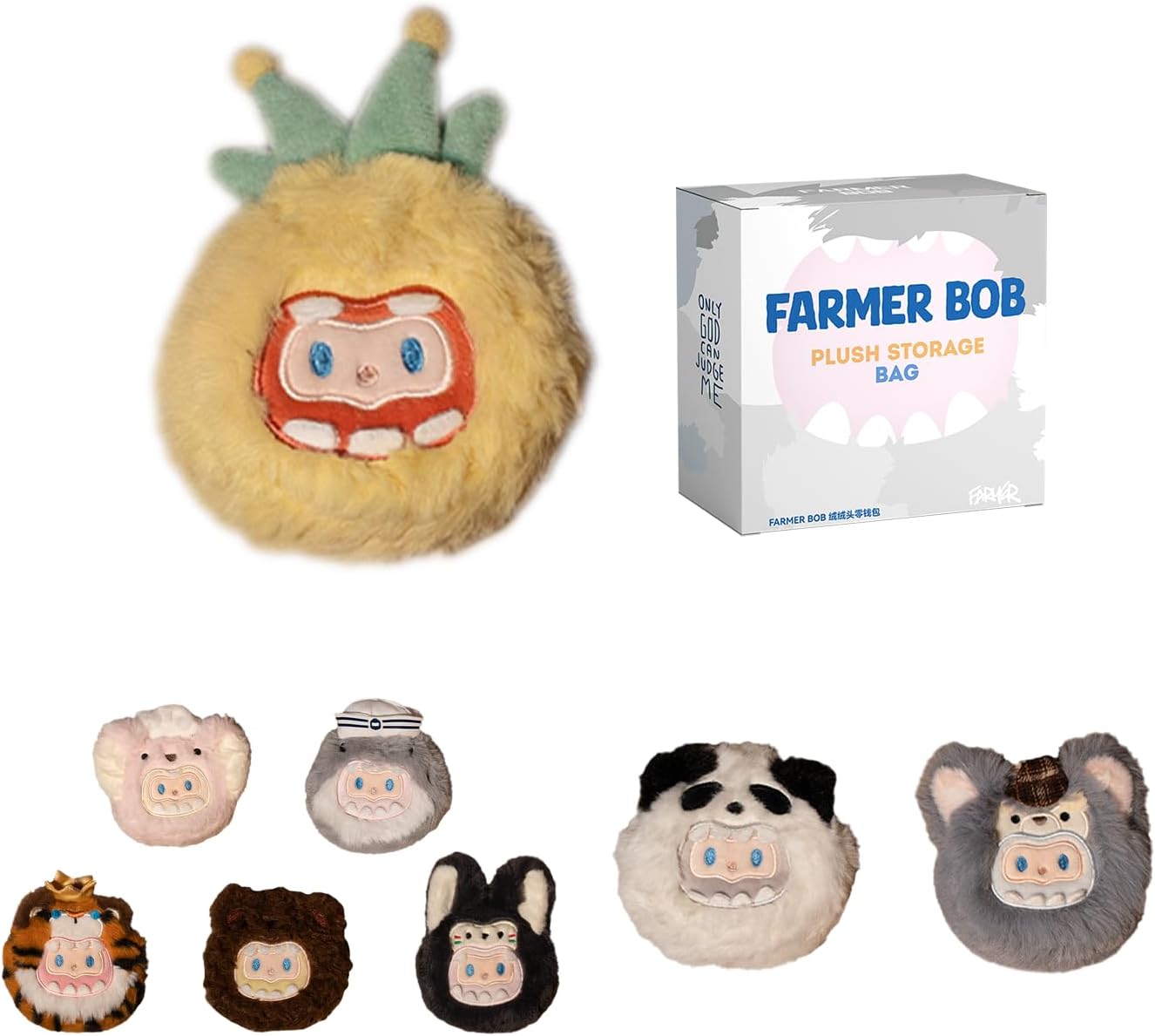 Farmer BOB Plush Storage Bag Mystery Collectible Charm Blind Box Surprise for Modern Home Decor, Collectible Set for Desk Accessories（Single Box 1pc）