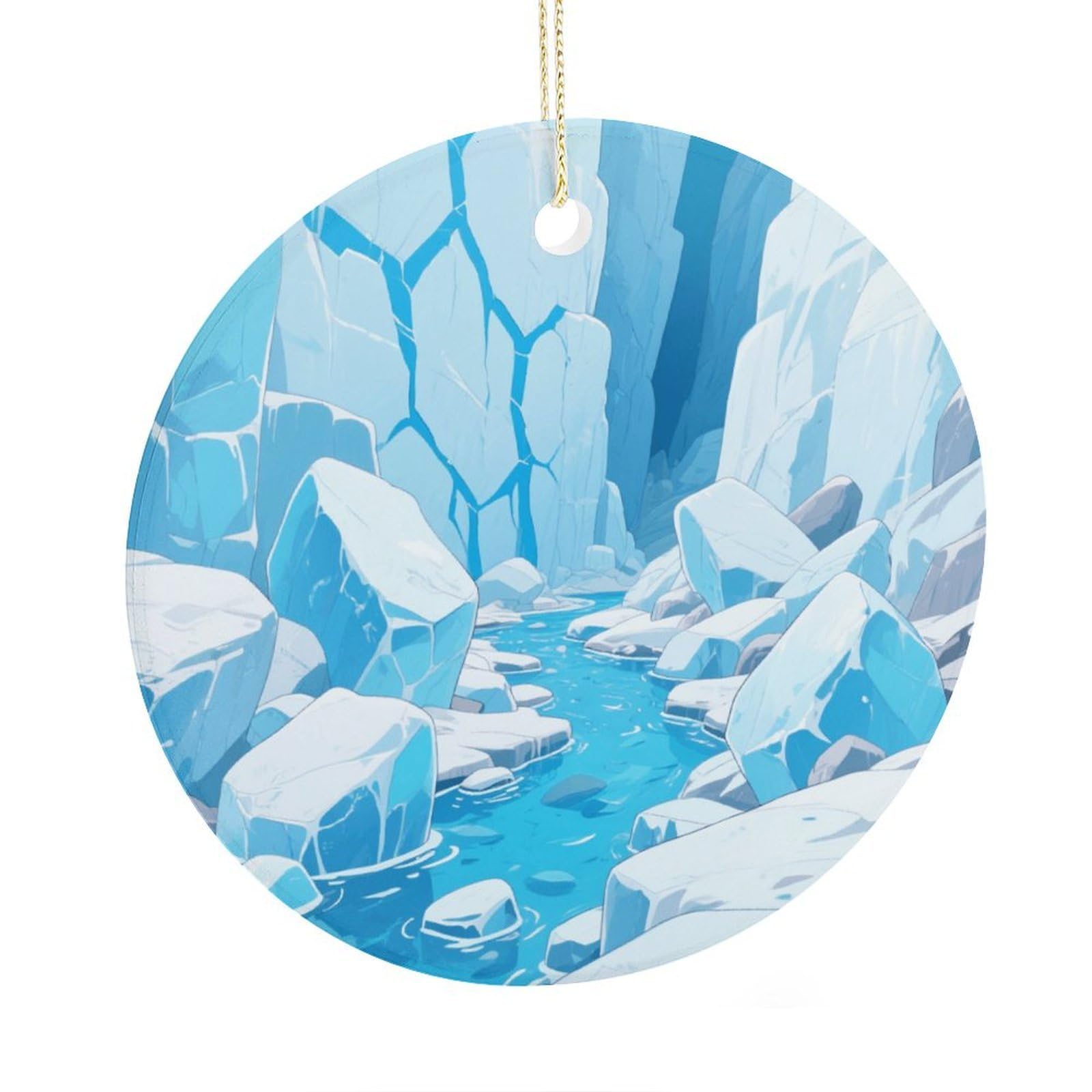 Fekiloot Style Glacier Canyon Christmas Ornaments 2.9 Inch Round Ceramic Ornament Keepsake Thank You Gifts For Office, Room, Home - Holiday Present Ideas