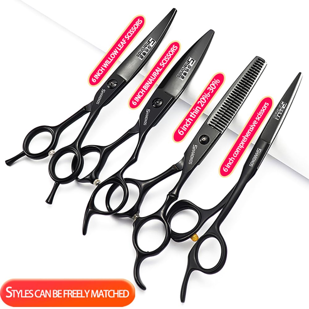 6-Zoll professionelle Friseurschere, super scharfe Friseurschere, Friseur/Familienschere für Haarschnitt, stabiles Gefühl (6 Zoll -4Stück) | Ergonomischer, rutschfester Griff aus Edelstahl