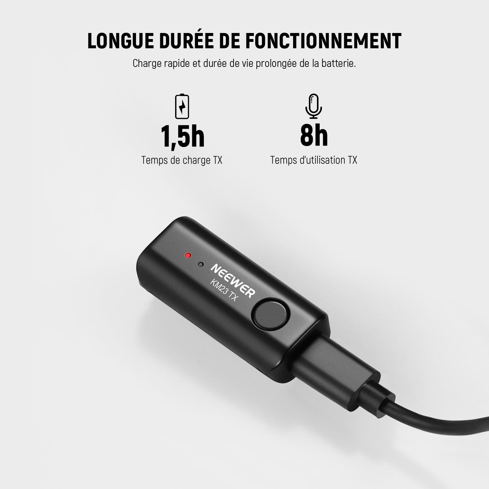 NEEWER Système de Microphone Cravate sans Fil pour USB C, Mini Micro Cravate Antibruit en Clic pour Vlogging, Micro à Condensateur Omnidirectionnel Compatible avec iPhone 15, Samsung Android, KM23