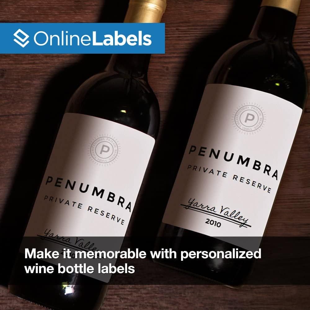 3.5 x 4.5 Waterproof Wine Bottle Labels (Laser Printers Only) - Pack of 400 Label, 100 Sheets - OnlineLabels