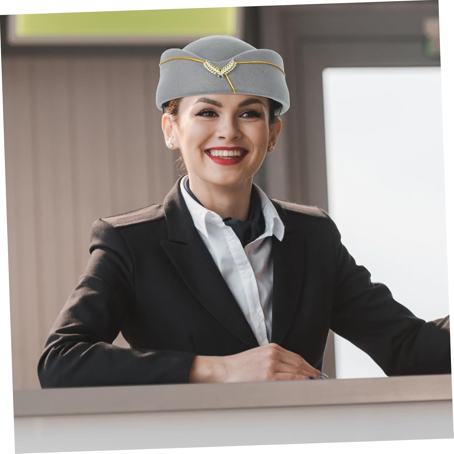 Didiseaon Flight Attendant Beret Hat for Women Stylish Air Hostess Cap Comfortable Elegant Design for Parties Costumes Made with Fine Material