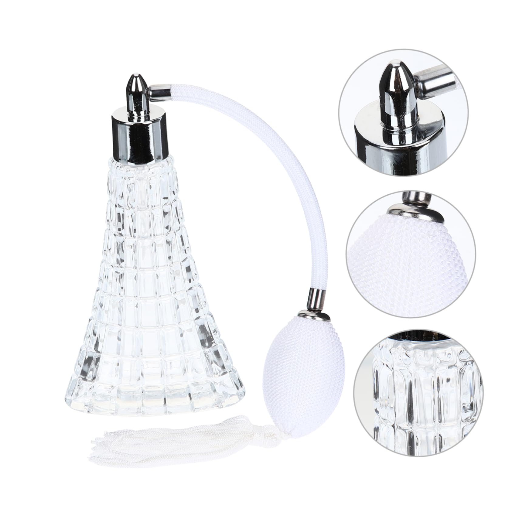 Botella de Perfume Recargable de Vidrio 70ml, Atomizador Portátil para Guardar Perfume y Loción, Diseño Retro Blanco para Viaje
