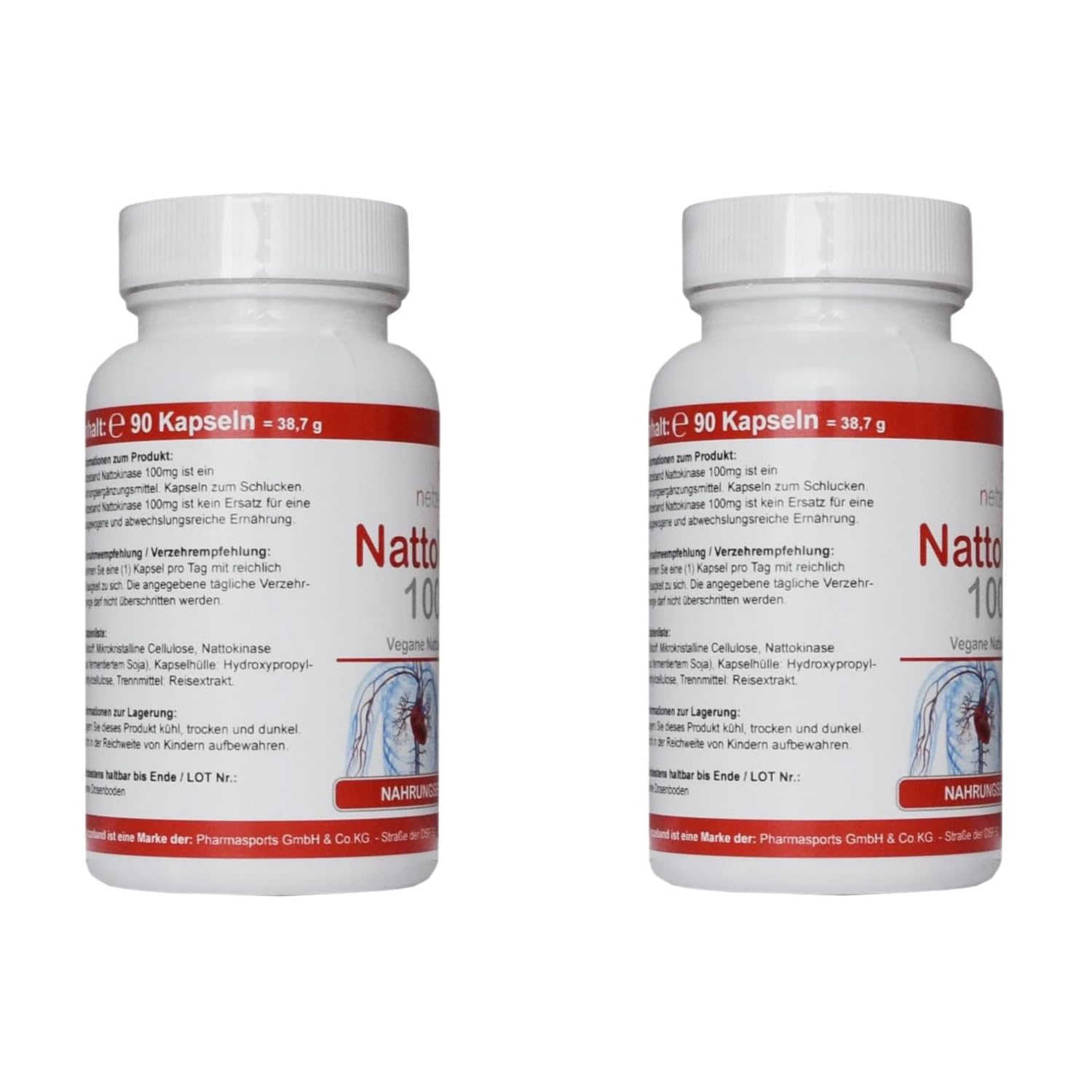 Nattokinase - 2.000 FU - 100 mg Nattokinase - für 6 Monate - 180 vegetarische Kapseln Netzeband (2 Packungen a 90 Kapseln)