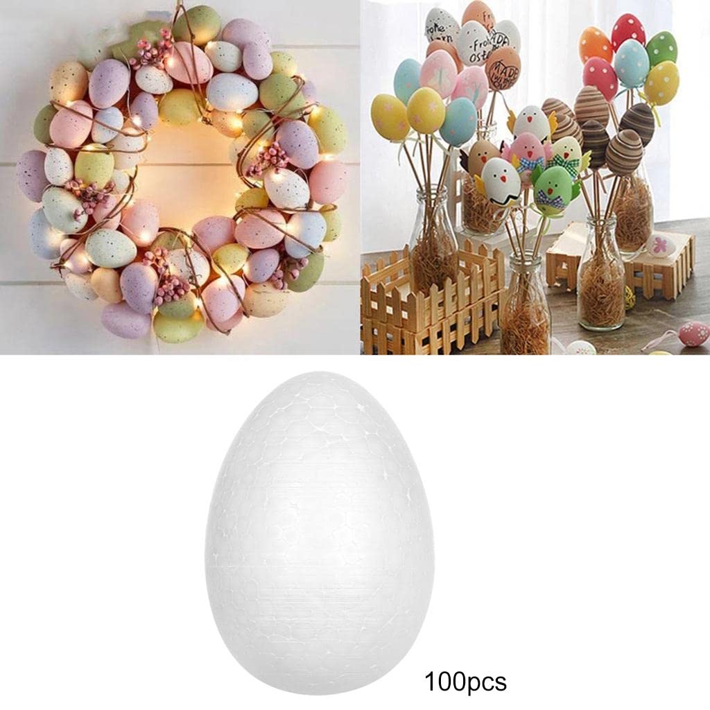 Lot de 50 œufs en mousse de polystyrène pour enfants, graffitis, faux aliments, embryons blancs Lot de 50 œufs en mousse de polystyrène pour enfants, graffitis, faux aliments, embryons blancs