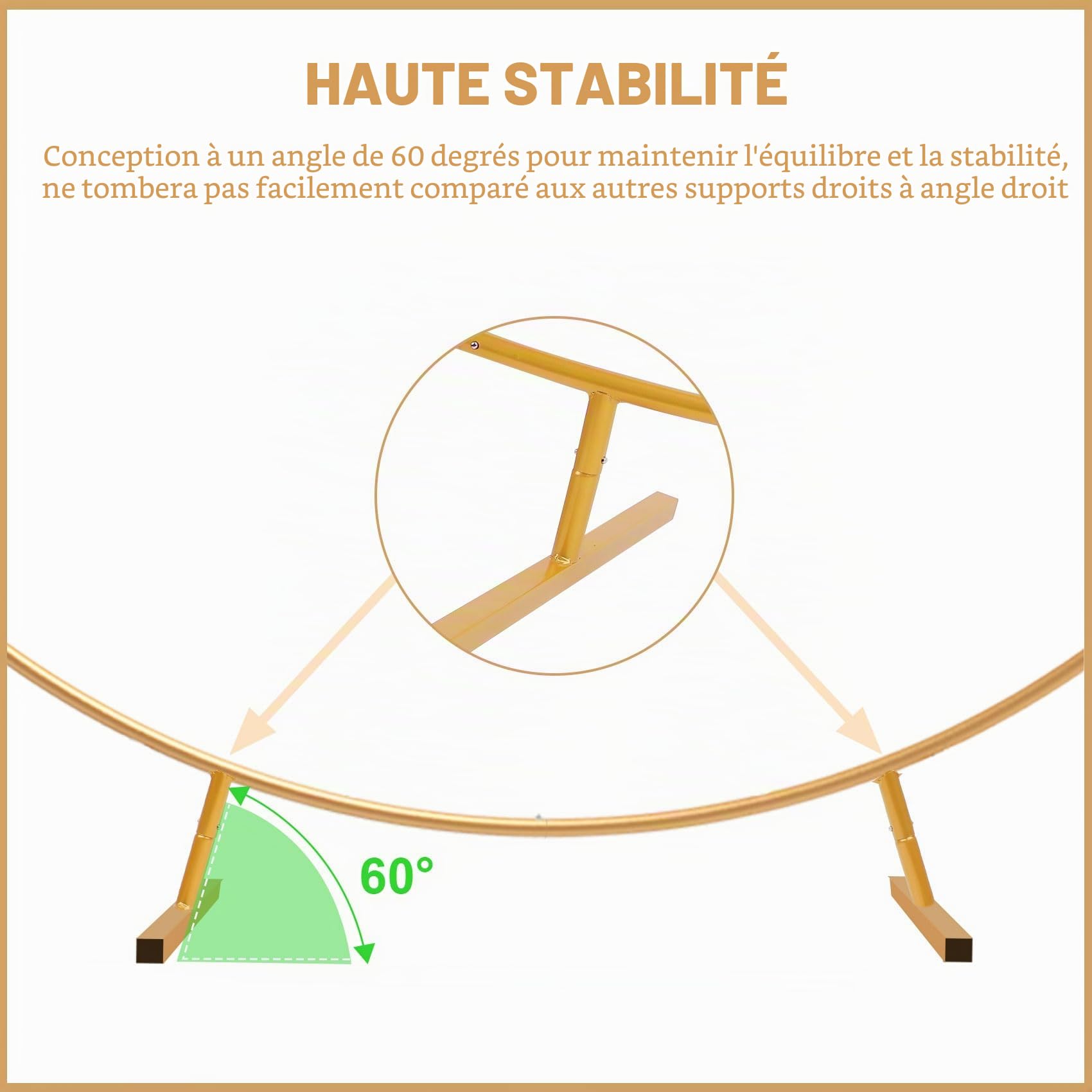 PlusFive Kit d'arche de Ballons Ronde en métal de 2,1 m, Support d'arche de Ballons doré : Plantes grimpantes de Jardin - Décoration de Fond - pour Mariage, Anniversaire, fête