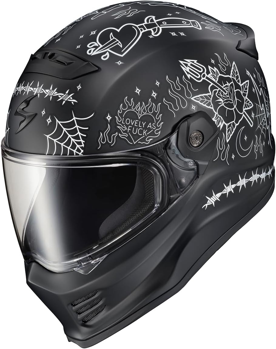 ScorpionEXO Covert FX Full Face Adult Motorcycle Helmet Street Fighter Style - Bluetooth Ready Speaker Pockets DOT ECE The Litas 2 (Black - Small)