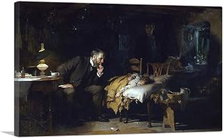 ARTCANVAS The Doctor 1891 Canvas Art Print Stretched Framed Painting Picture Poster Giclee Wall Decor by Luke Fildes - 26" x 18" (0.75" Deep)