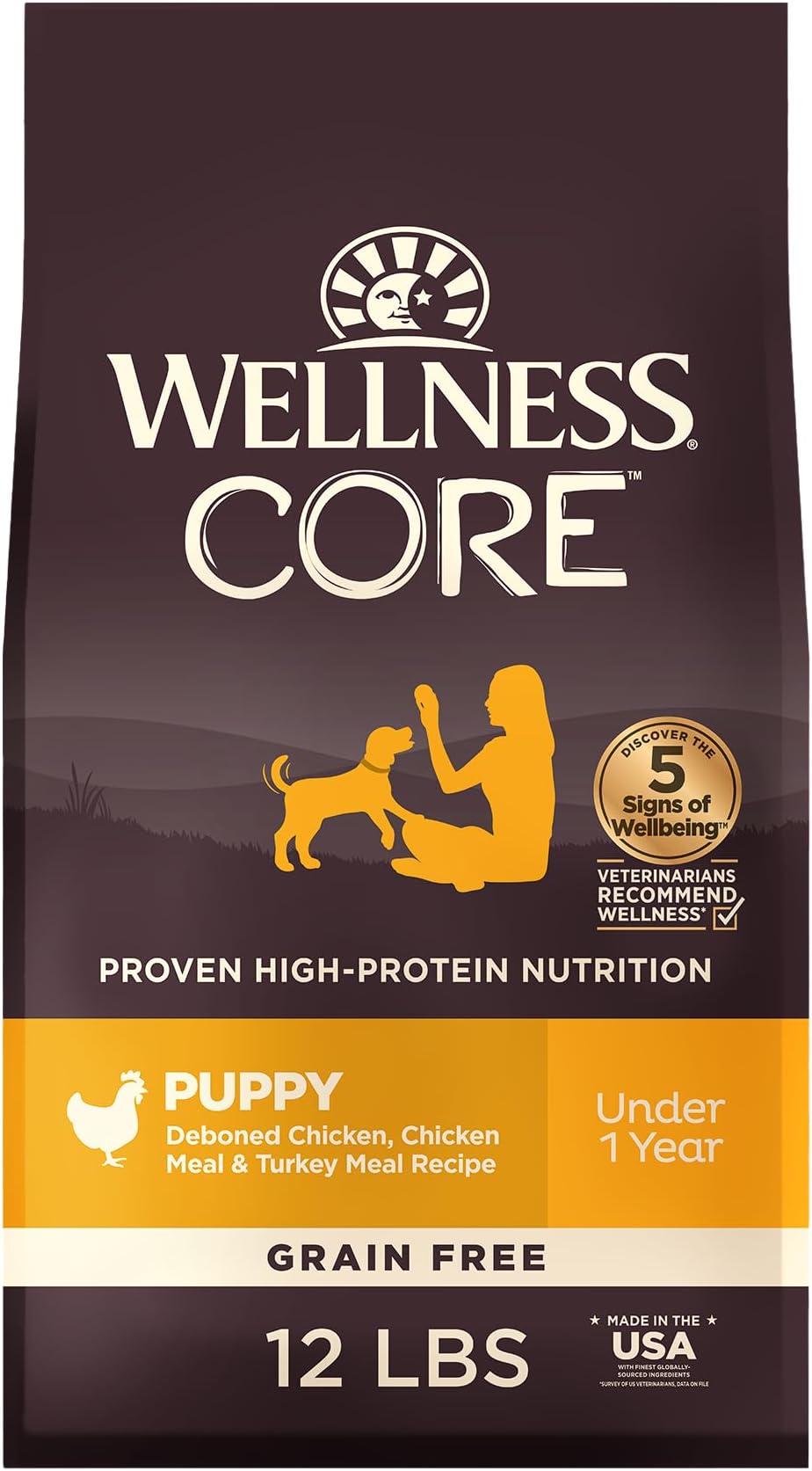 CORE Puppy Dry Dog Food, Grain Free Kibble, Natural, High Protein, Chicken and Turkey Recipe, 12 lb Bag