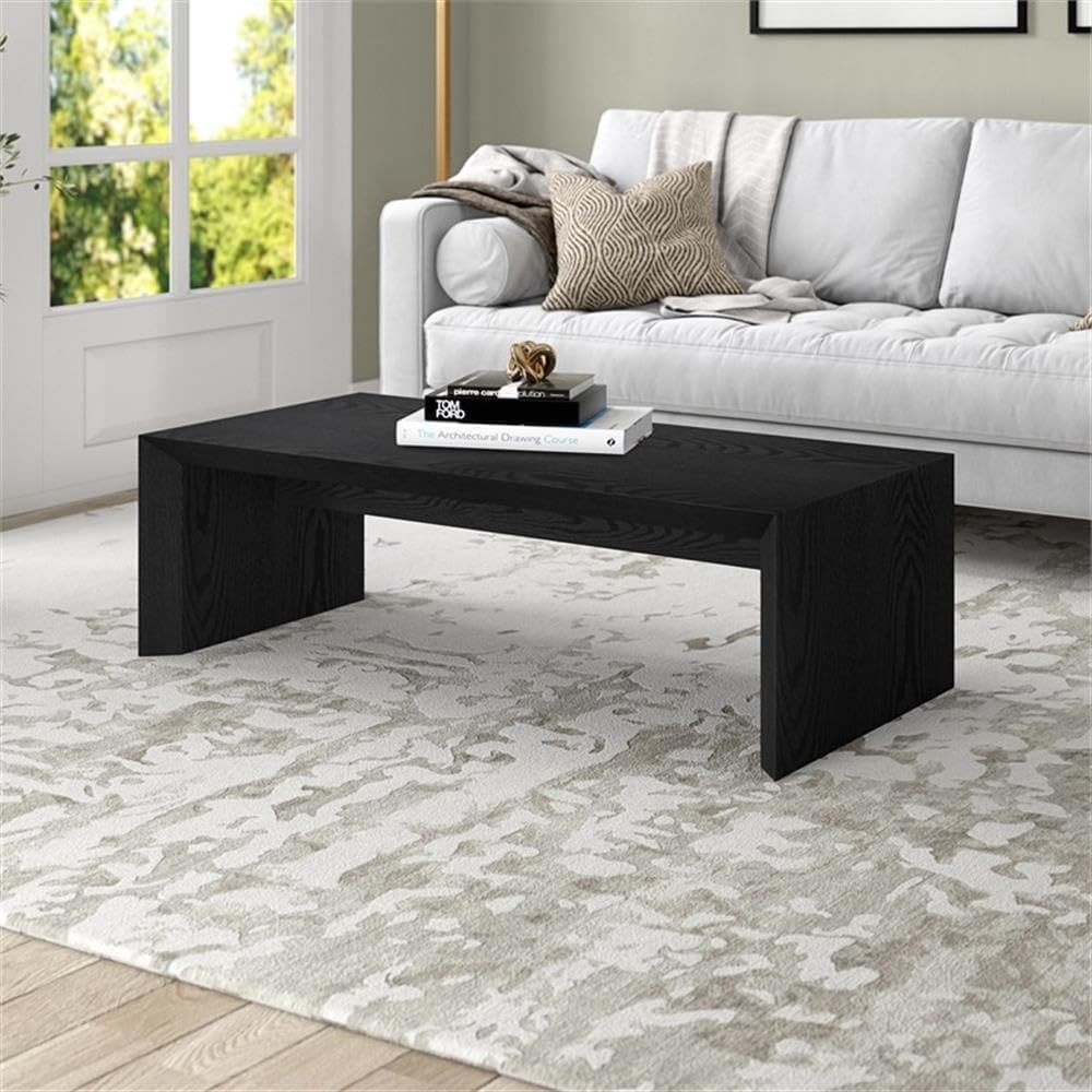 Henn&Hart 47.5" Black Grain MDF Coffee Table