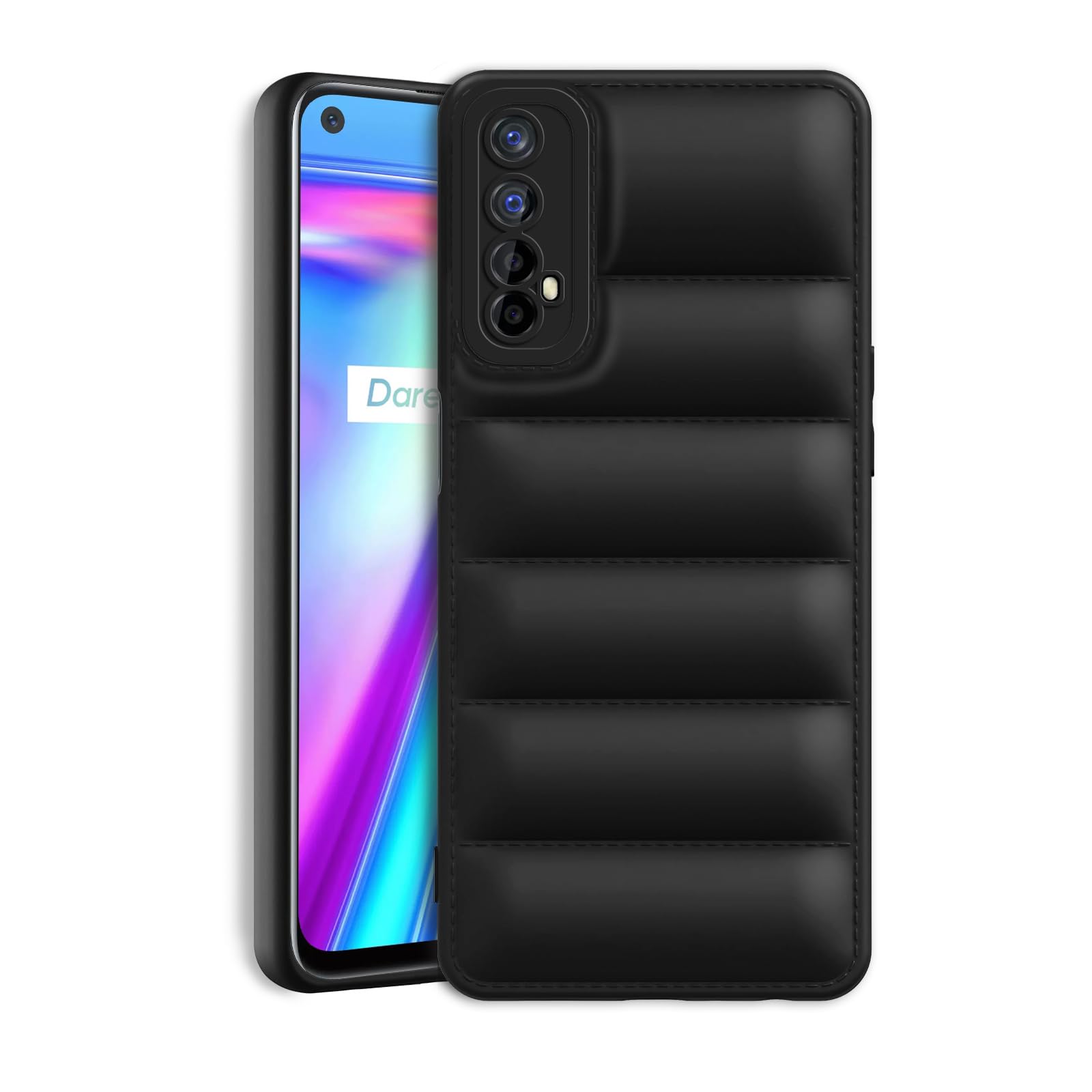 Plus Puffer Case Camera Protection Soft Back Cover for Realme 7 | Narzo 30 4G | Narzo 20 Pro - Black (B0CQ4VW5G8) Amazon Price History, Amazon Price Tracker