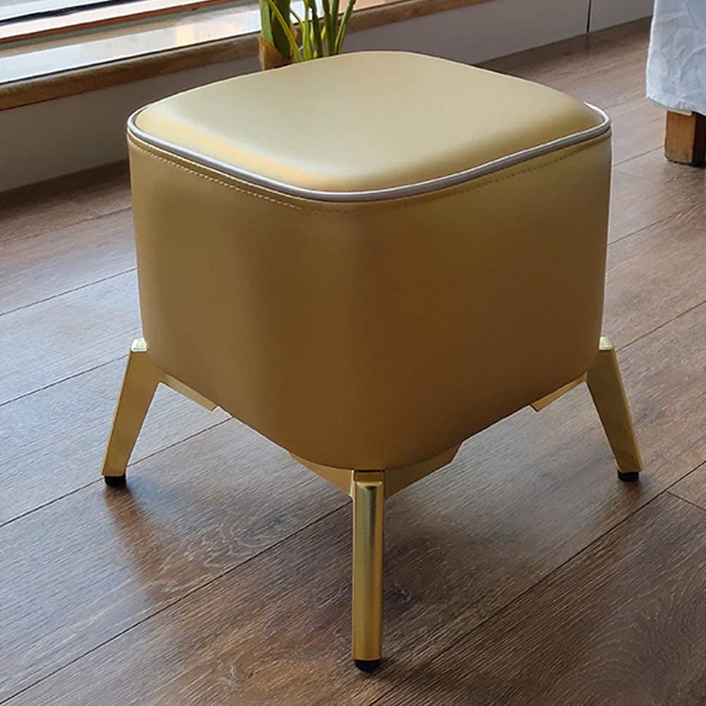 Tabouret en Simili Cuir et Pieds Or : L'Alliance du Design et de l'Élégance