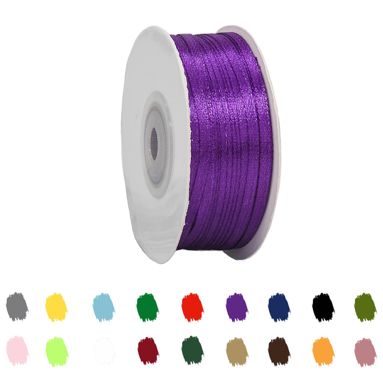 Purple Ribbon 3mm for Gift Wrapping 91M,Purple Satin Ribbon 3mm Thick for Crafting Cake,Hair Bow,Polyester Ribbon Christmas Decoration,Wedding Car Decor