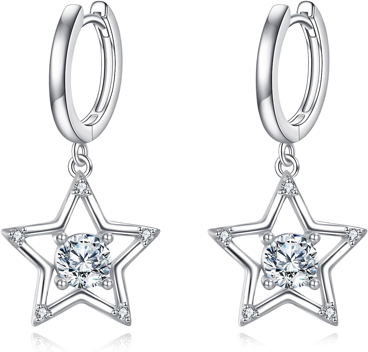 Star Dangle Earrings for Women 925 Sterling Silver Star Jewelry Pentagram Dangle Earrings Pentagram Jewelry Gifts for Women