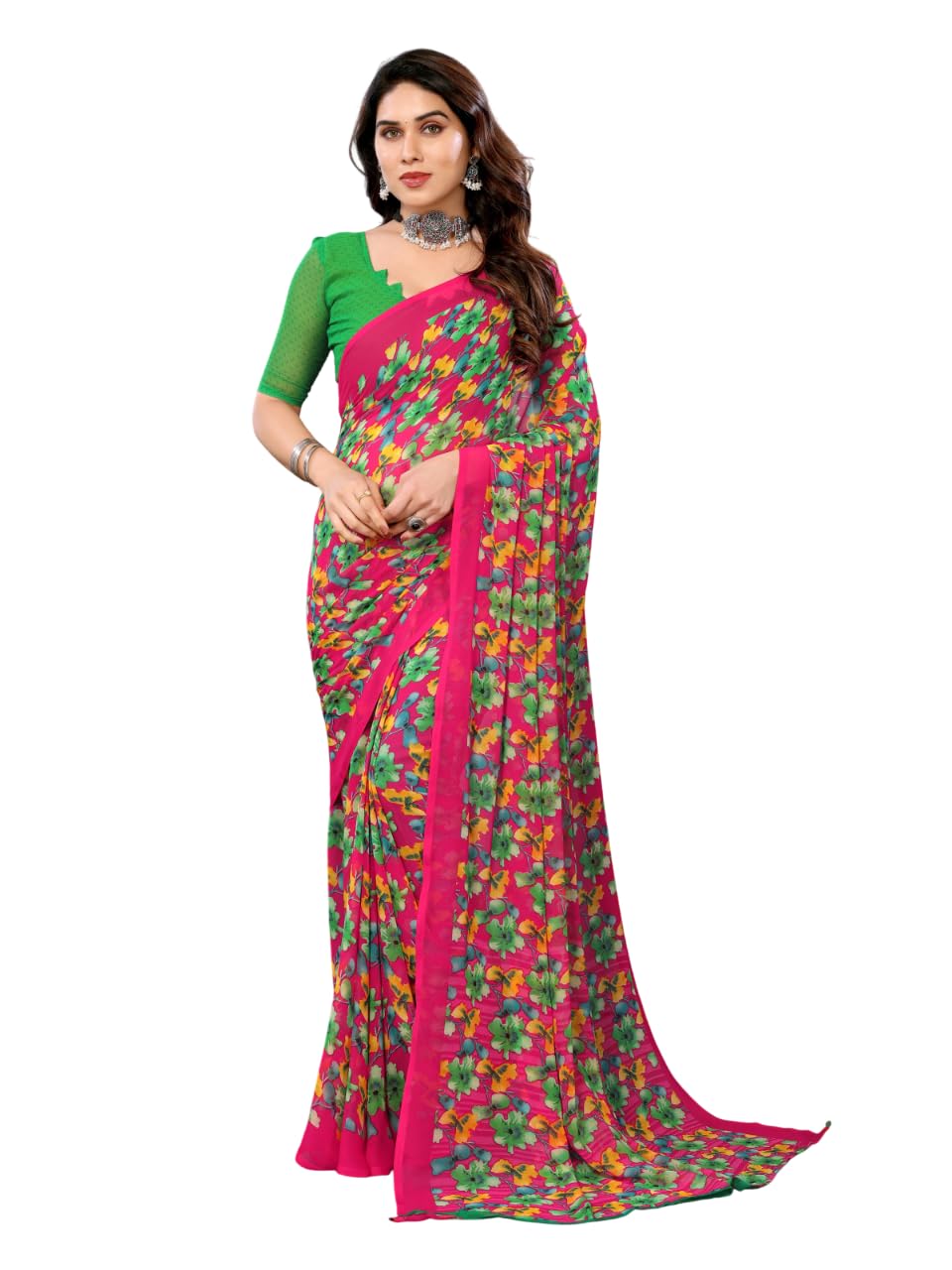 Women’s Plain Georgette Saree with Blouse Piece – Comfortable, Lightweight & Stylish Daily Wear-picture-15
