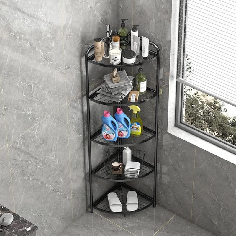 Image of Homero Multipurpose Corner Shelf Rack | 5 Tier Standing Shelf Unit for Home Storage | Space Saving Corner Organizer for Kitchen, Bathroom, Living Room & Utility Areas