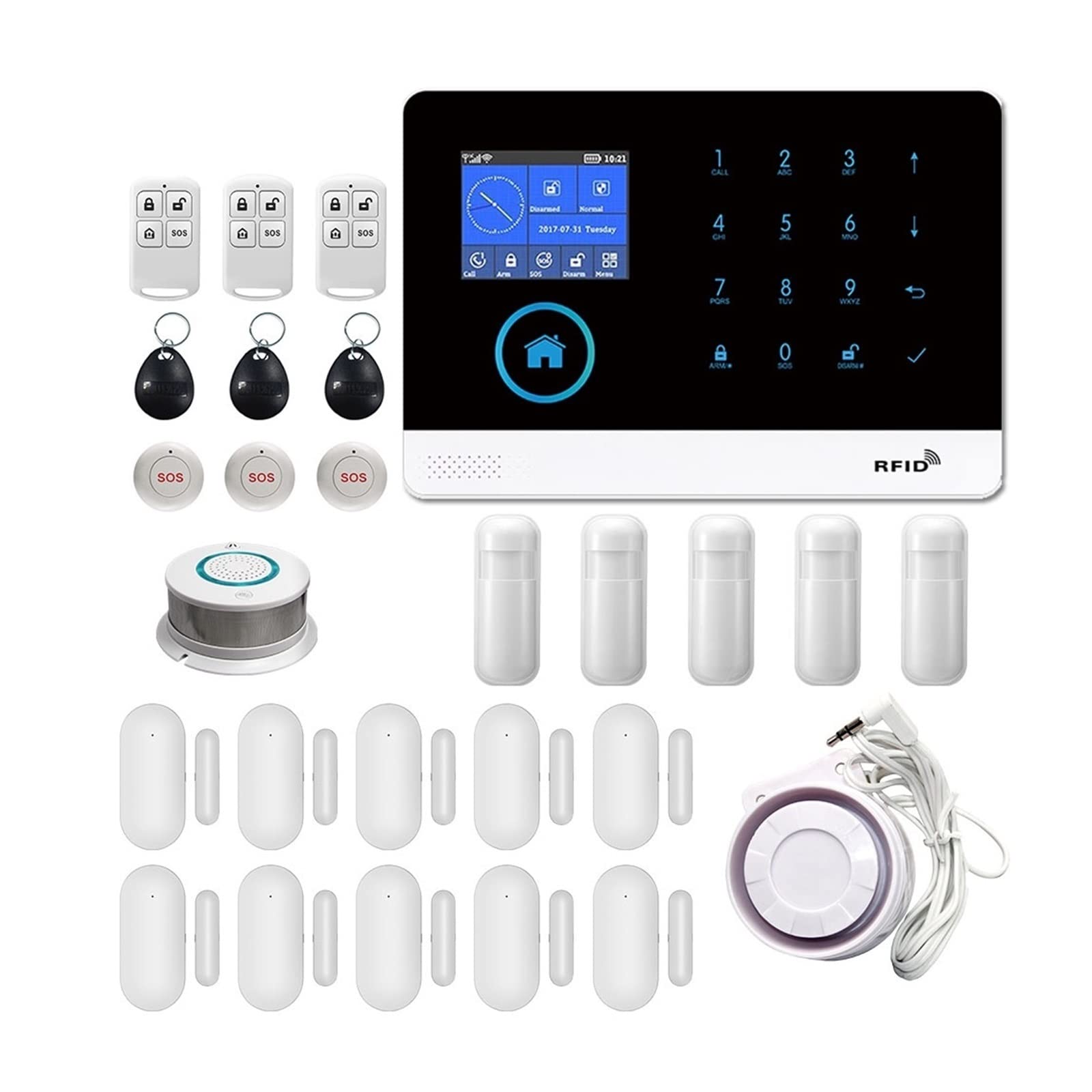 Sistema di allarme di sicurezza, di allarme sicurezza wireless WiFi 3G Home Fire -Afto e Burglar Intelligent Security LCD Toccare la commutazione multi-linguaggio del sensore tastiera(3G-PG103-J.)