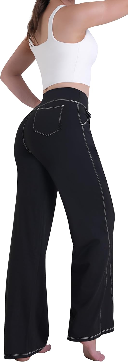 Sunzel Wide Leg Yoga Pants for Women, Comfortable High Waisted Lounge Workout Trousers with Functional Pockets, 32" Inseam - Image 6