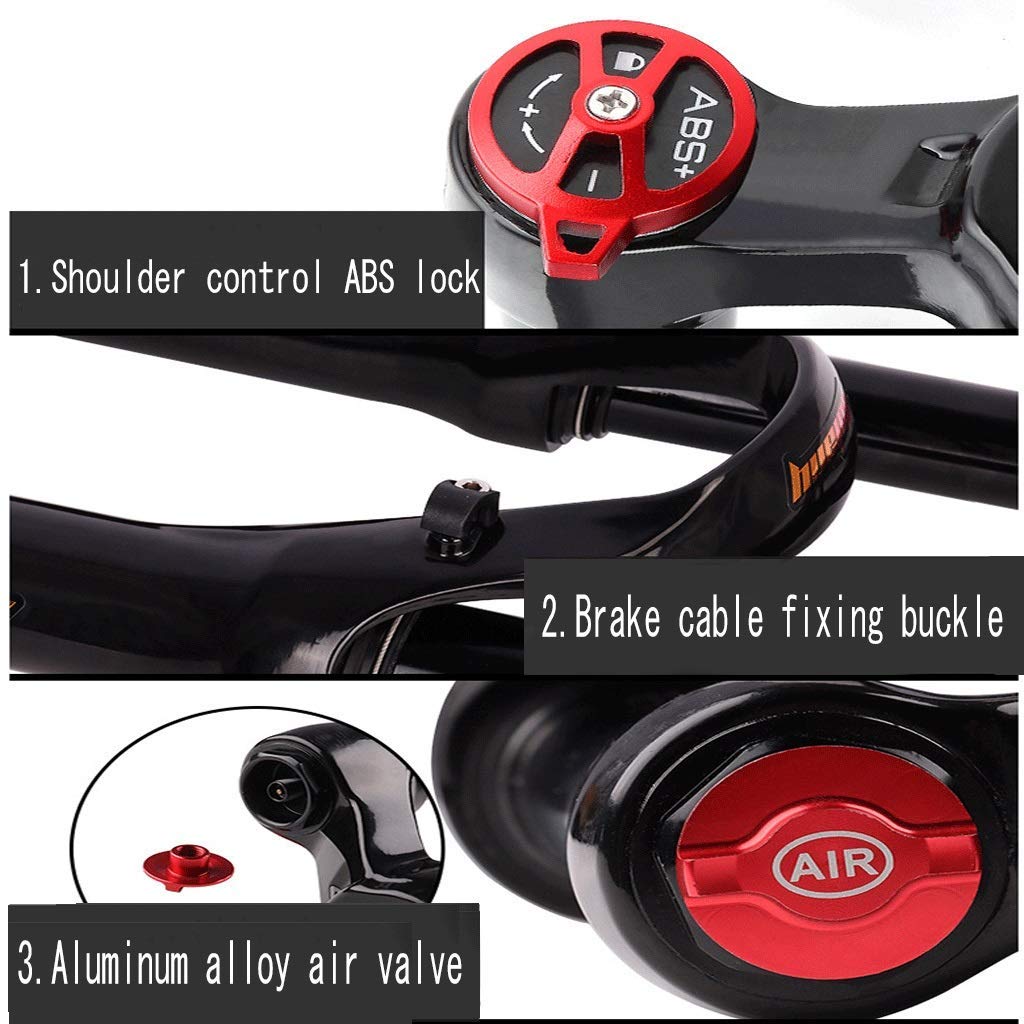 Forcella Ammortizzata Bici per MTB 26/27.5/29 Pollici Molla pneumatica in Lega di magnesio Forcella Anteriore della Bicicletta Diritta 1-1/8"HL Travel 105mm Freno a Disco QR 9mm