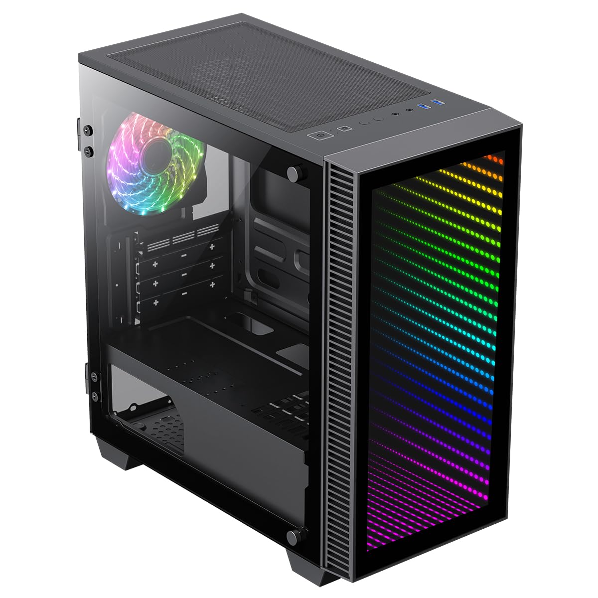 Gaming PC – Intel Core i5, GT 710 2GB Graphics, 16GB RAM, 1TB HDD + 128GB SSD, Windows 11 Pro, 22" Monitor, Keyboard, Mouse – High-Performance Gaming PC Bundle (CIT Seven Black) — view 3