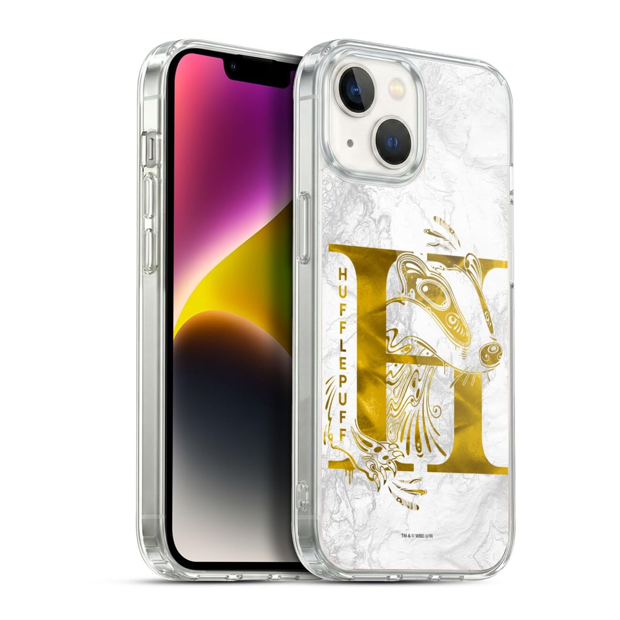 Head Case Designs Licenza Ufficiale Harry Potter Hufflepuff Aguamenti Deathly Hallows IX Custodia in Gel [Protezione di Grado Militare] Compatibile con Apple iPhone 14