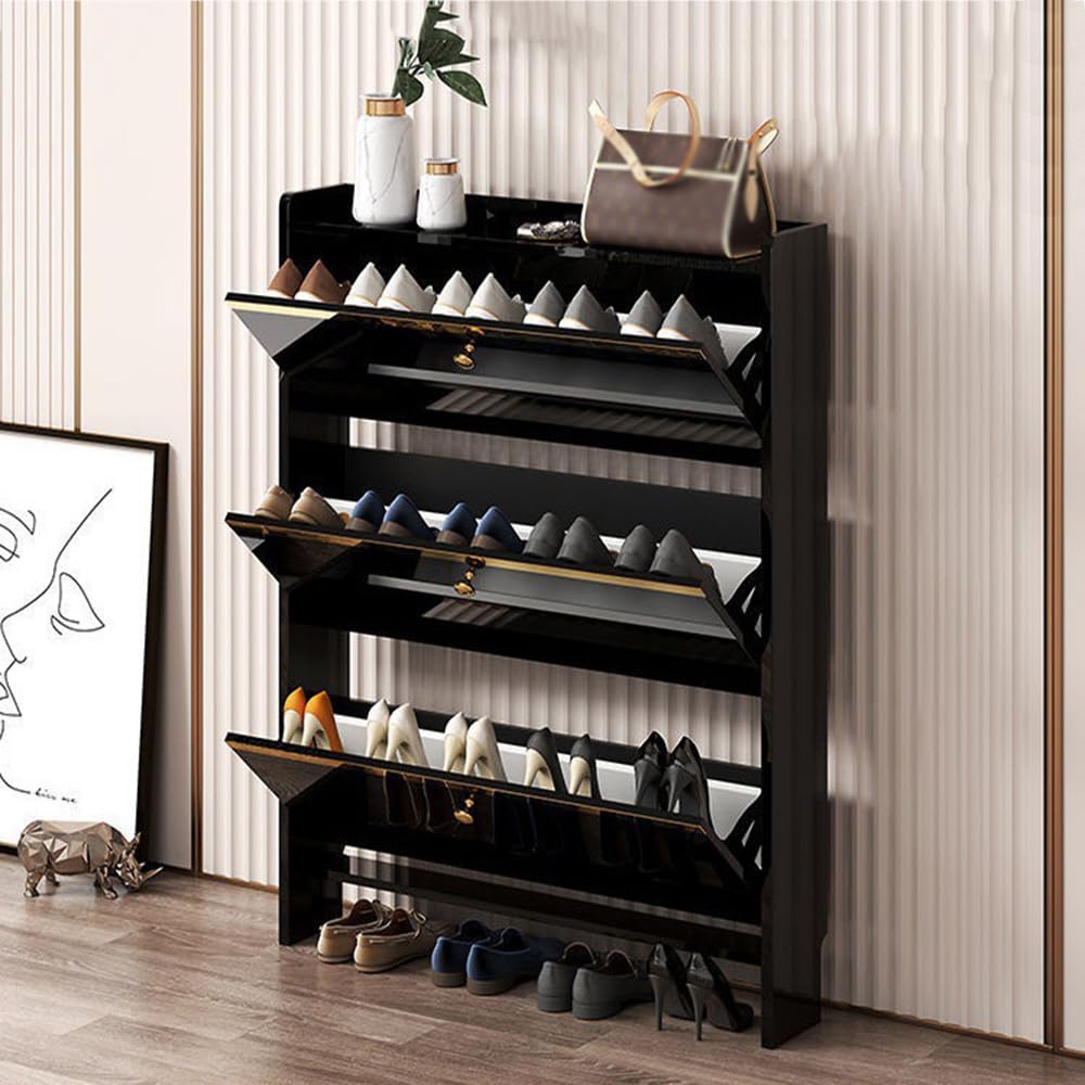 Rangement vertical gain de place : meuble chaussures 3 tiroirs rabattables