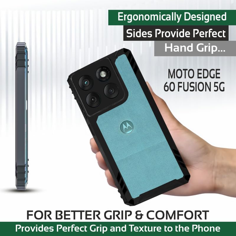 Image of AIBEX Crystal Clear Back Cover for Motorola Edge 60 5G / Motorola Edge 60 Fusion 5G | Shockproof | 360 Protection | Transparent Non-Yellowing TPU + PC Bumper Case