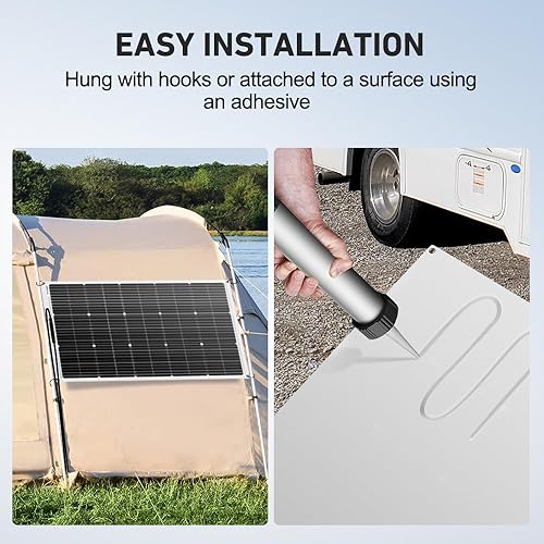 Miniatura 7 de DOKIO Paneles solares flexibles de 600 W (6 × 100 W) 18 V monocristalinos para carga de batería de 12 V, ETFE semi-flexible con expansión MC4, serie