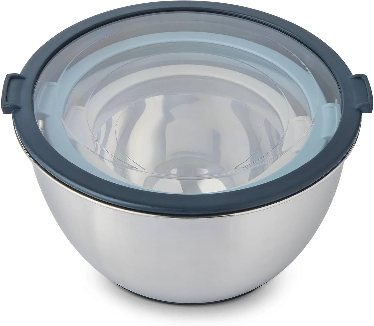 6-Piece Nesting Mixing Bowl Set with Transparent Lids, Non-Slip Base, Dishwasher Safe, 1.5 Quart, 3 Quart, 5 Quart Bowls (Blue)