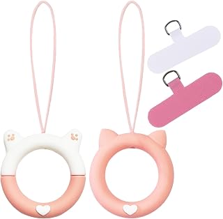 [Oumino] スマホストラップ リングストラップ 2枚入り 携帯ストラップ iPhone対応 フィンガーストラップ シリコン 可愛い | 指リングホルダー 動物シリーズ スマホホルダー おしゃれ 落下防止 プレゼント 全機種対応 ストラップホルダー2枚
