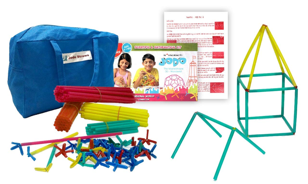 jodo straws (base kit)- a kit to construct 3-d models, develops spatial sense, geometry, sides, planes, angles, eye hand coordination- Multi color