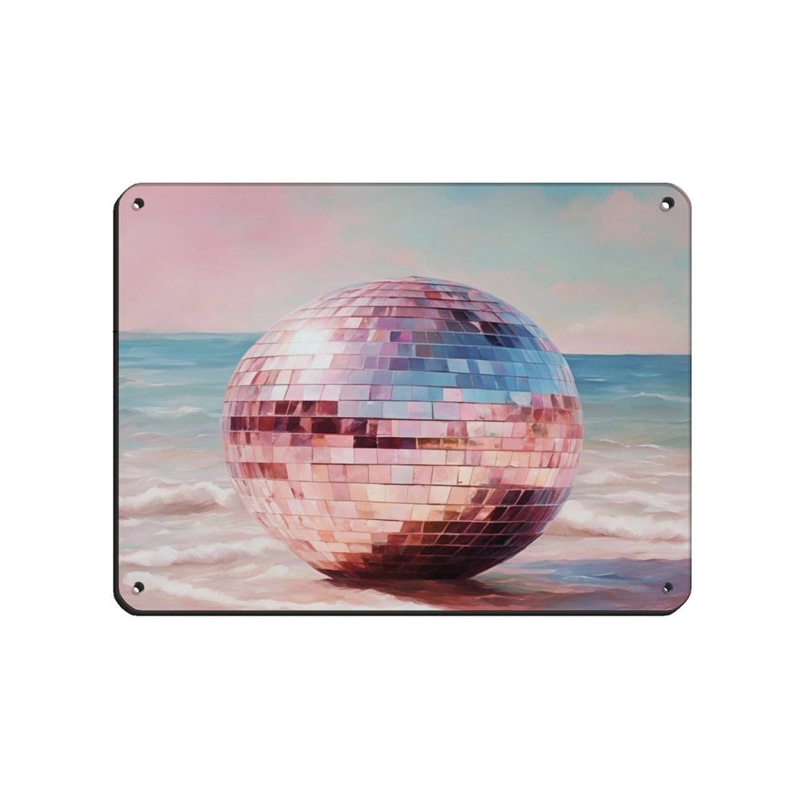 Affiche rétro bleue et rose disco en fer robuste pour décoration murale