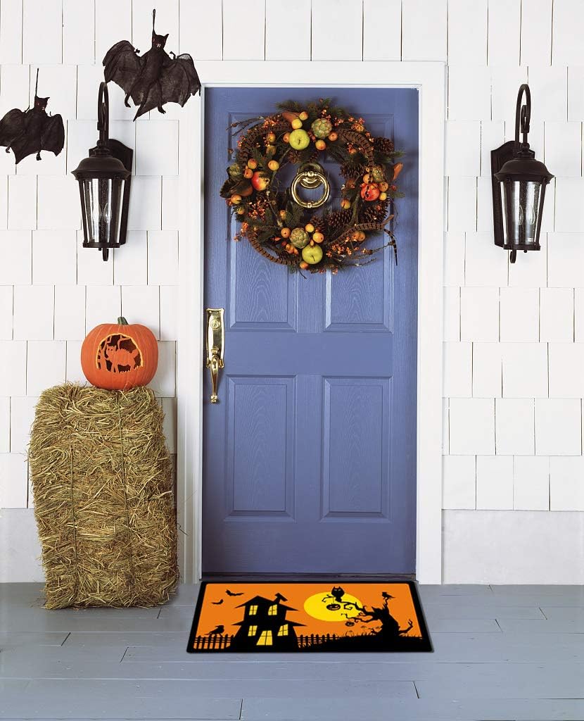 Decorative Halloween Welcome Doormat 29"x17" Indoor Outdoor Floor Mat Durable Moonlight Door Mat Non-Slip Shoes Scraper
