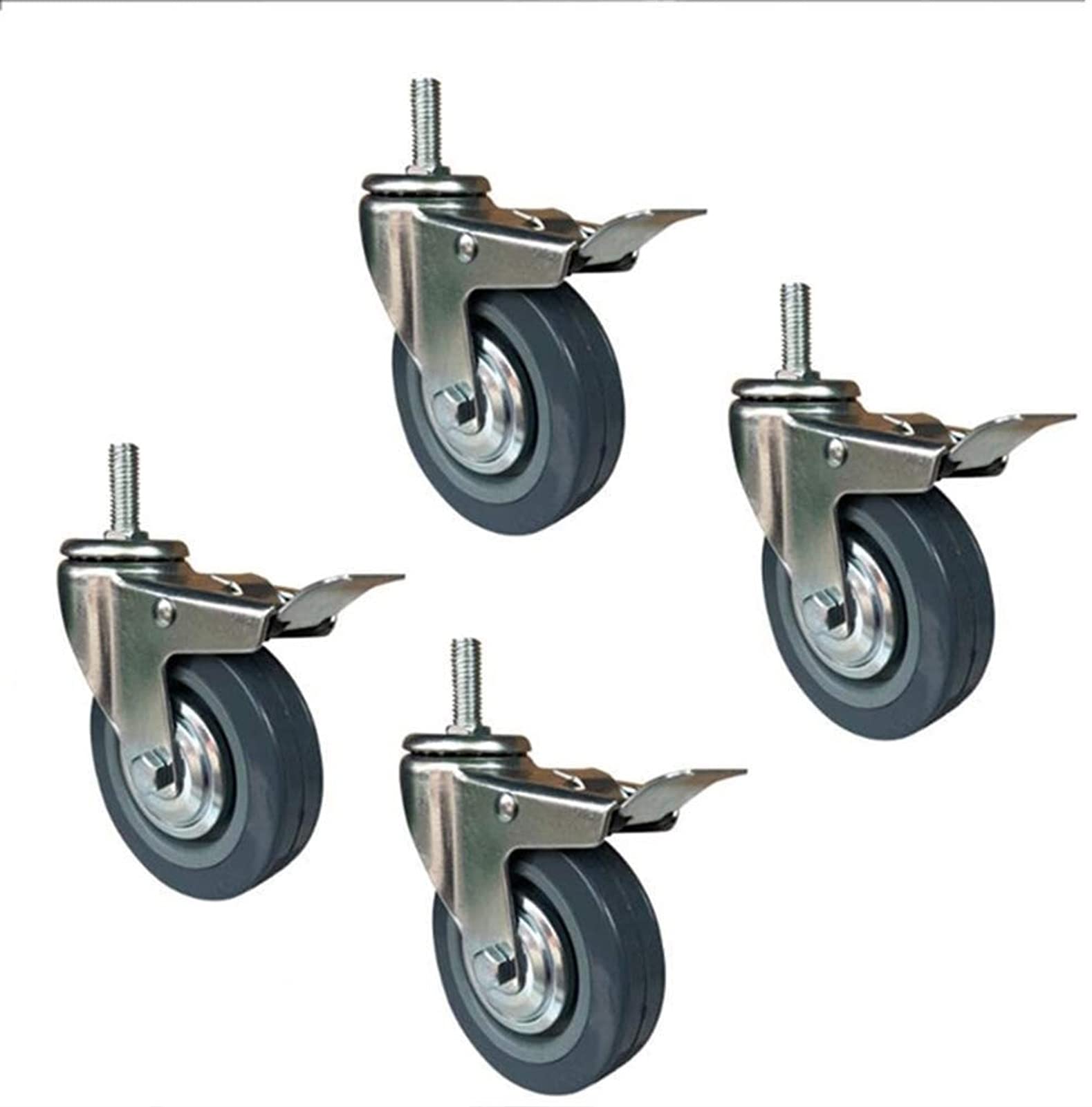 Roulette pivotante M10 pour chariot et meuble lourd de 75mm avec frein