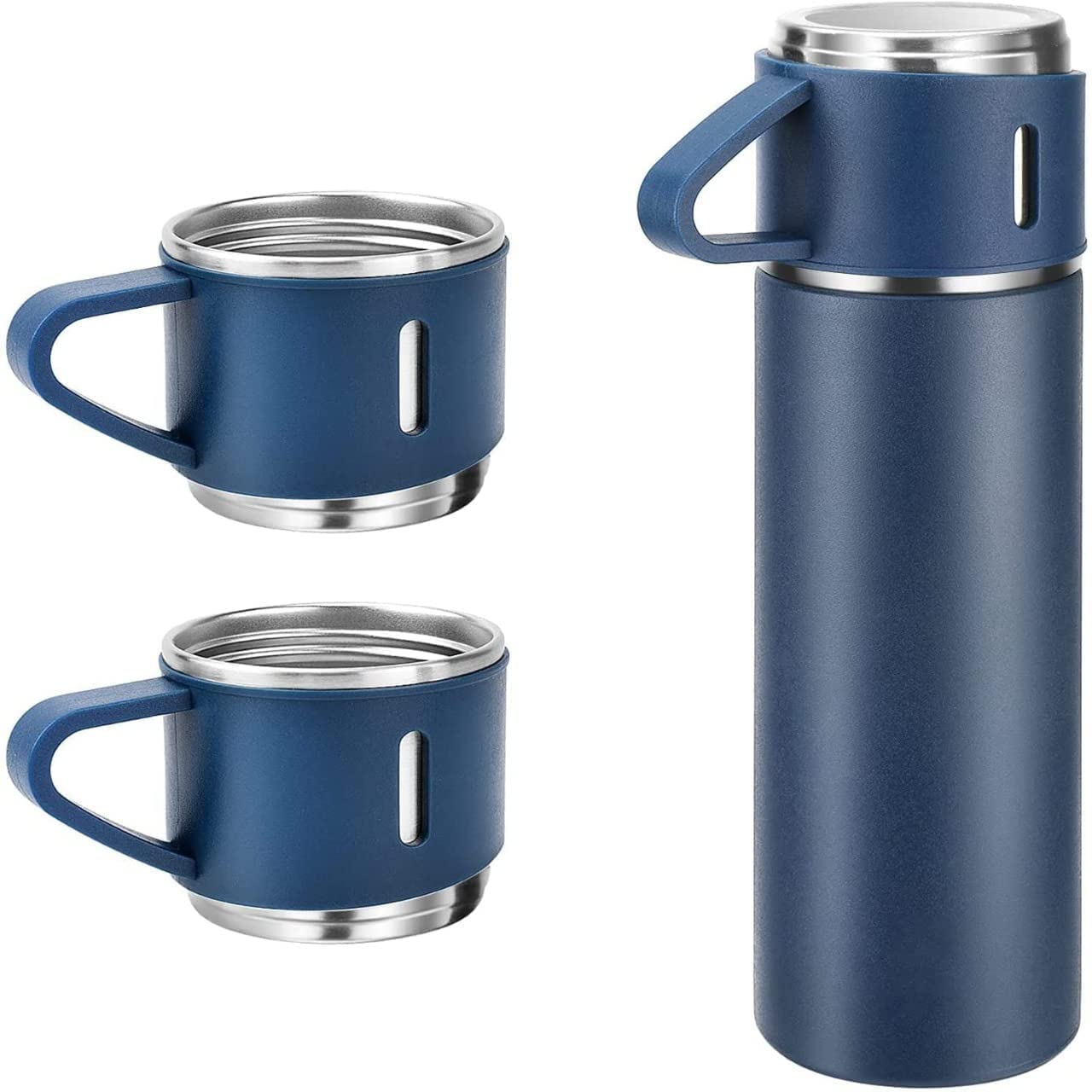 Double Wall Stainless Steel Thermo 500ml Vacuum Insulated Bottle Water Flask Gift Set with 2 Cups Hot & Cold | Assorted Color | Diwali Gifts (Multi Color) Double Wall Stainless Steel Thermo 500ml Vacuum Insulated Bottle Water Flask Gift Set with 2 Cups Hot & Cold | Assorted Color | Diwali Gifts (Multi Color)