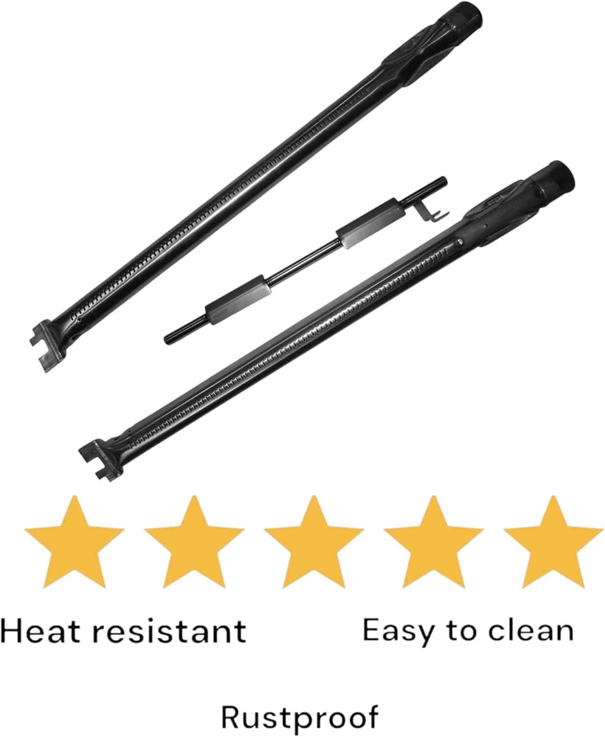 Grill Burner Tubes 18” - Burner Kit for Spirit 210/215/220 Series (Front Mounted Controls) - Grill Replacement Parts 68949 – Stainless Steel Grill Parts - 2 Main Burner Tubes and 1 Crossover Tube