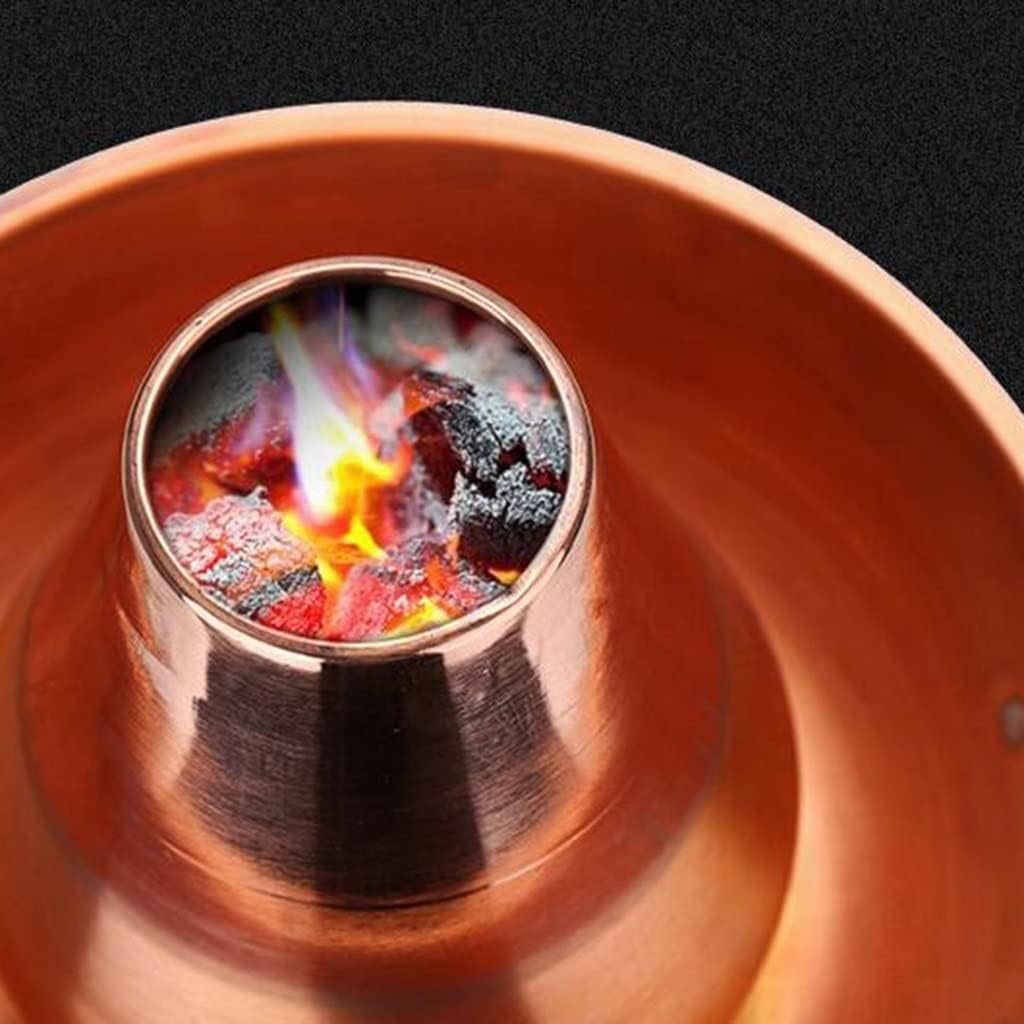 Fondue Pots Copper Hot Pot Thick Handmade Charcoal Copper Pot Hot Pot Old-Fashioned Household Hot Pot (Brass 32cm)