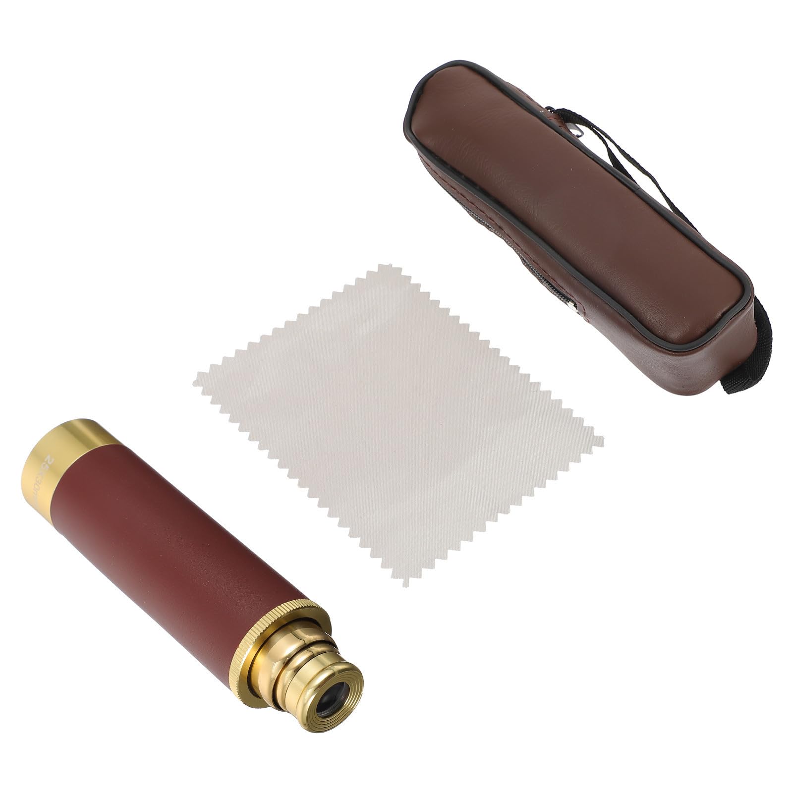 Telescopio Pirata Retro de Café Cobre Monocular 25x30 | Prismas Bak4, Funda de Cuero y Tela, Ligero y Portátil, Incluye Bolsa de Guardado y Manual