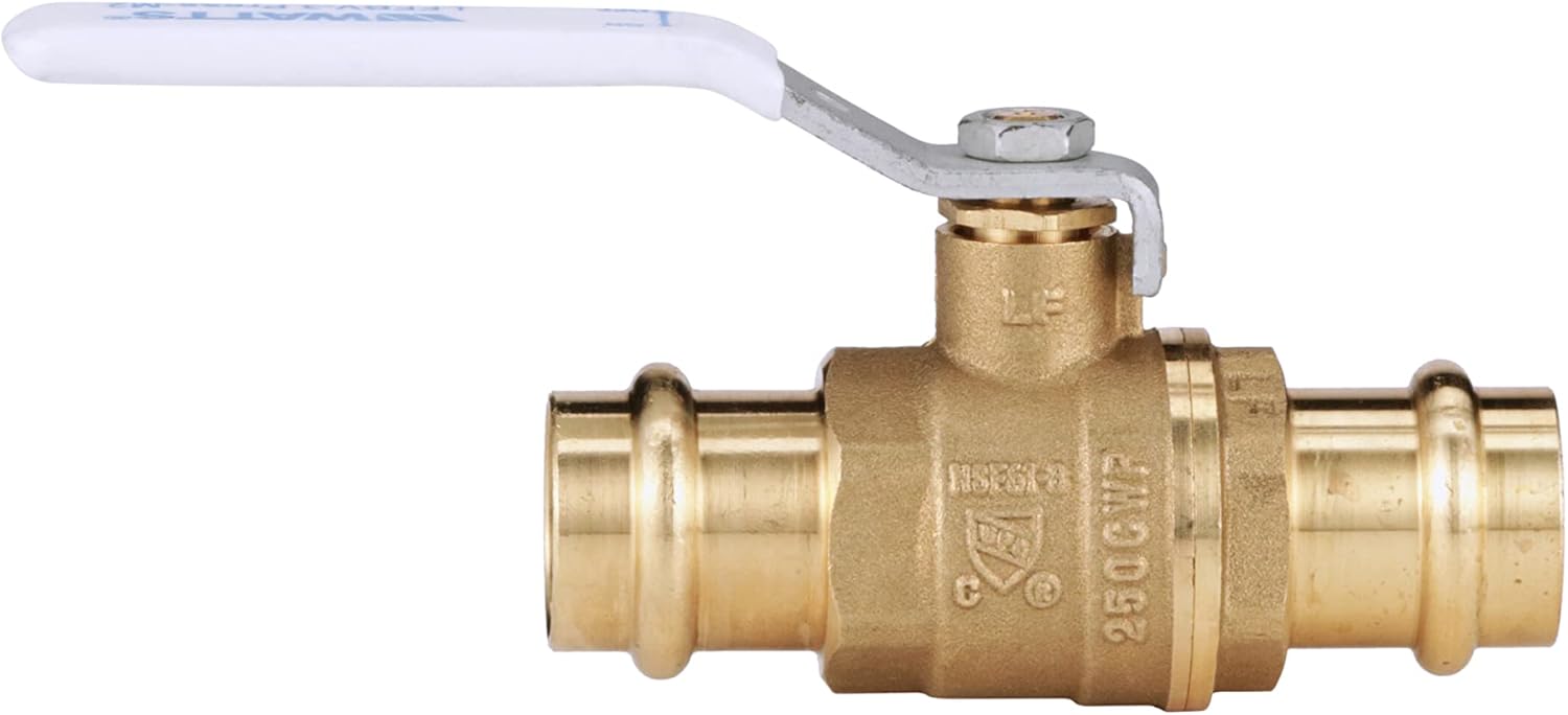 Watts 88005394 LFFBV-PEX-F1960 2-Piece Full Port Brass Ball Valve with PEX F1960 Ends, Without Waste Drain, 1 Inch