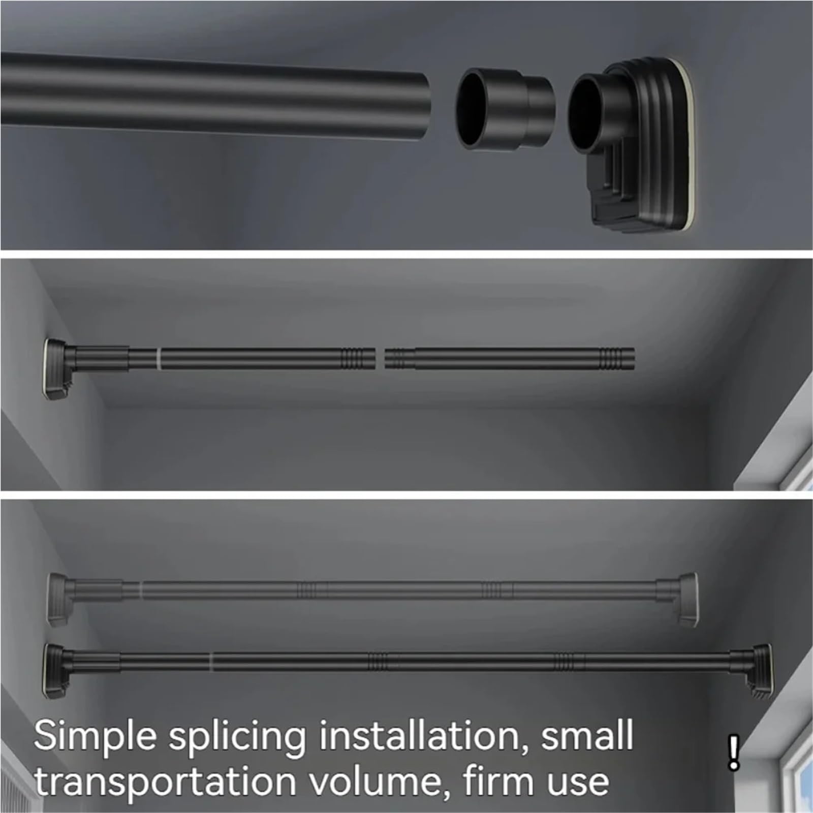 Barra de cortina ducha acero inoxidable ajustable, estante secado ropa, poste telescópico sin taladro for cuarto lavado y baño Para Baño