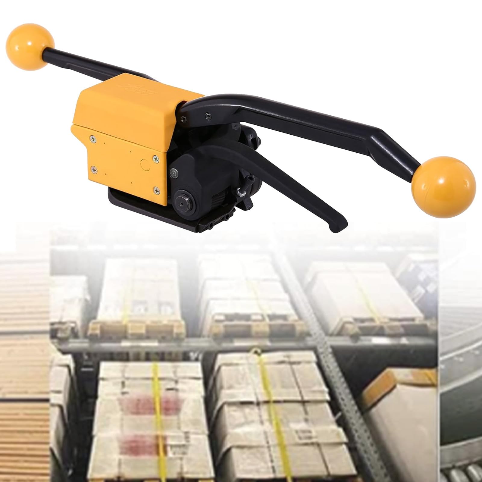 Herramienta de flejado de acero, máquina de flejado manual sin sellos, herramientas de bandas de metal para correas de acero de 13 a 19 mm, equipo de embalaje duradero para envío y almacenamiento