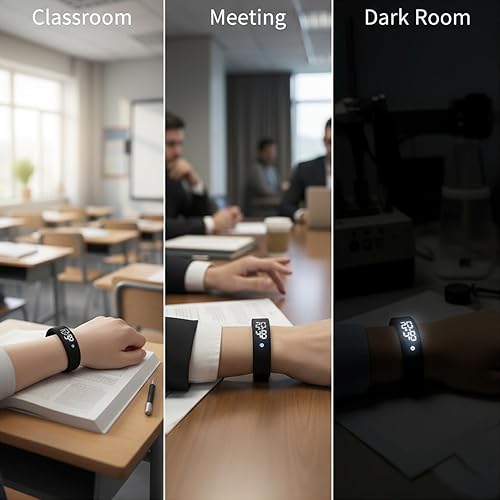 Miniatura 3 de Pulsera de alarma vibratoria con seguimiento de fitness, alarma de vibración silenciosa y diseño impermeable para durmientes pesados, estudiantes,