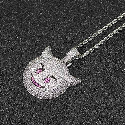 Amazon Moca Jewelry アイストアウト 小さな悪魔 絵文字ペンダント 18kゴールドメッキ キラキラ Cz 模造ダイヤモンド ヒップホップネックレス メンズ レディース ブレスレット 通販