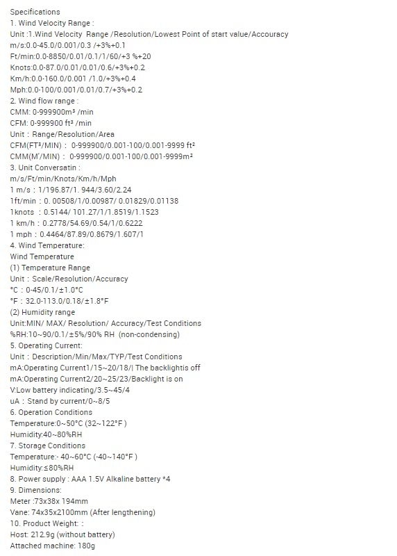 GT8913 Handheld Digital Anemometer Multi Industrial WindSpeed Gauge Meter