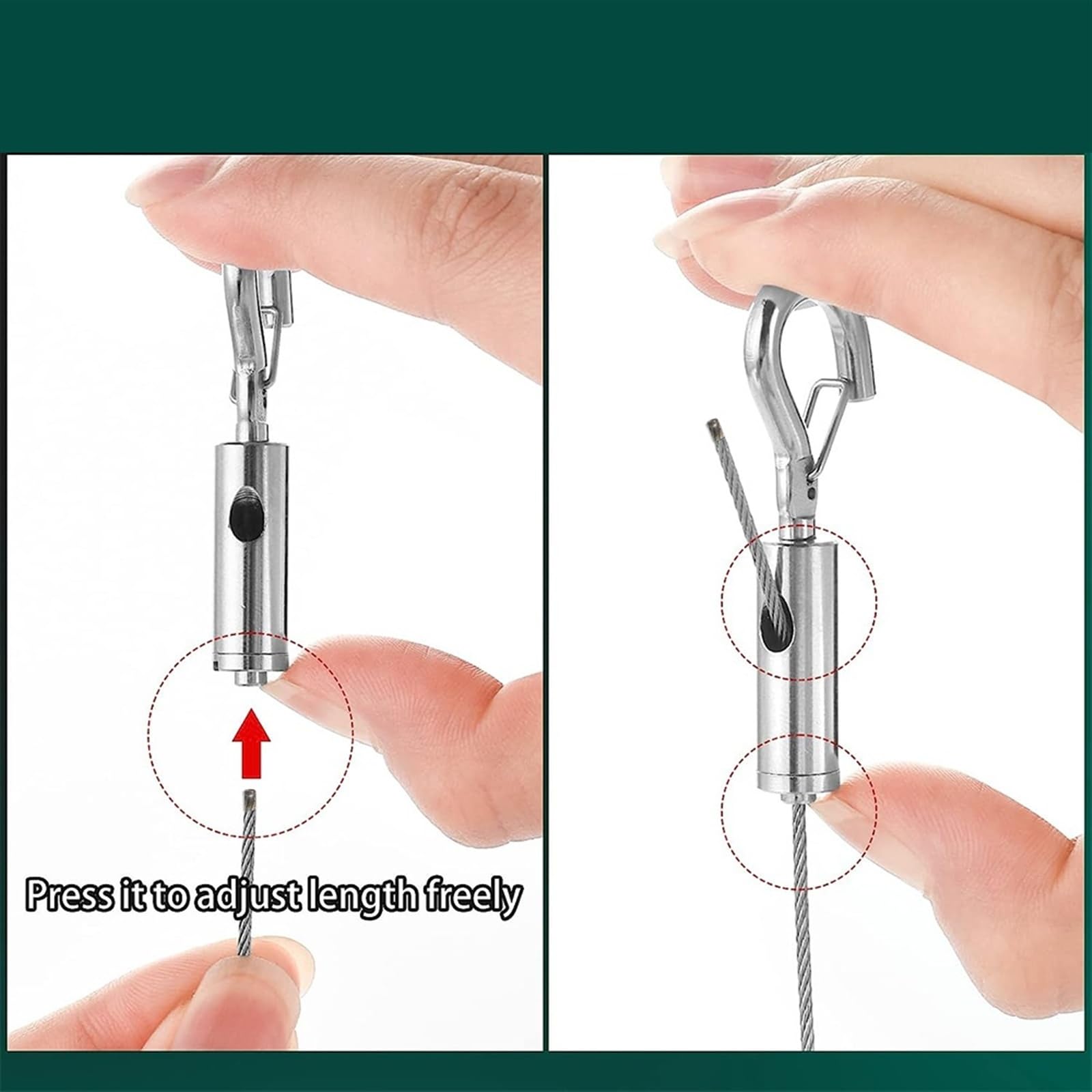 Cable Acero Plastificado,Cable Acero Kit de alambre Uso apto para colgar cuadros ajustable, cuerda acero inoxidable resistente 2M x 1,5mm para Hardware colgante(PVC,2M X 2pcs,Large kit)