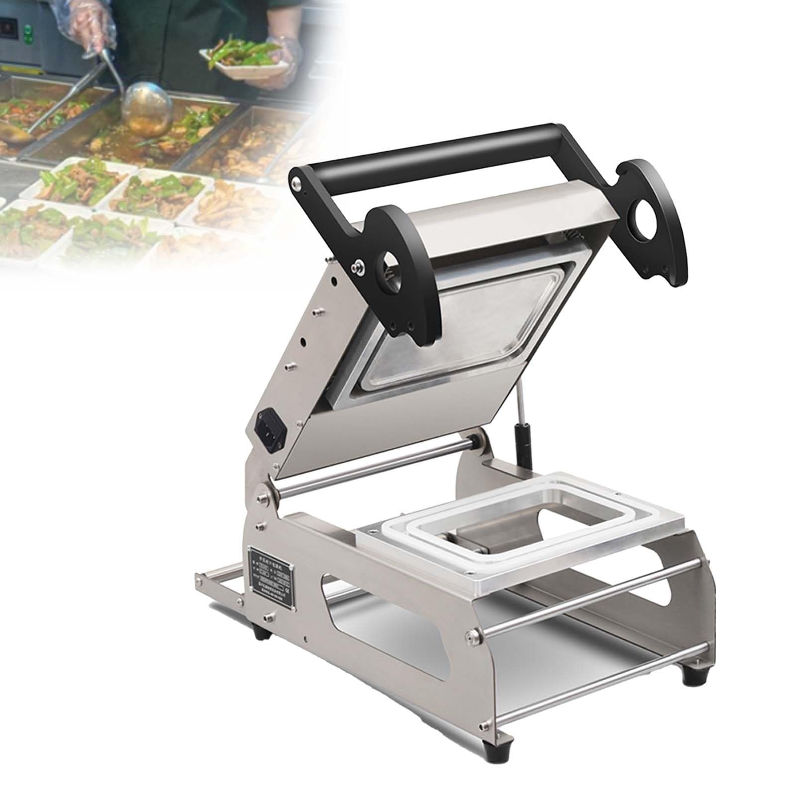 Machine De Scellage De Barquettes Commerciale, Fonctionnement Manuel, Avec Poignée Antidérapante, Diamètre De Film De 180 Mm, Rendement De 7 À 8 Fois/Minute, Pour Les Produits De Boulangerie