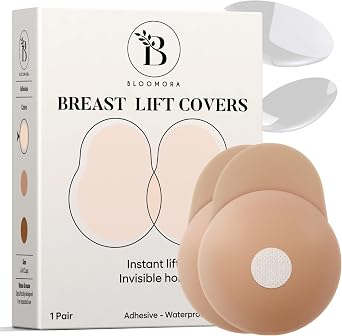 BLOOMORA Nipple Covers for Women Seamless, Adhesive & Invisible Reusable Sticky Silicone Nipple Pasties with Travel Case