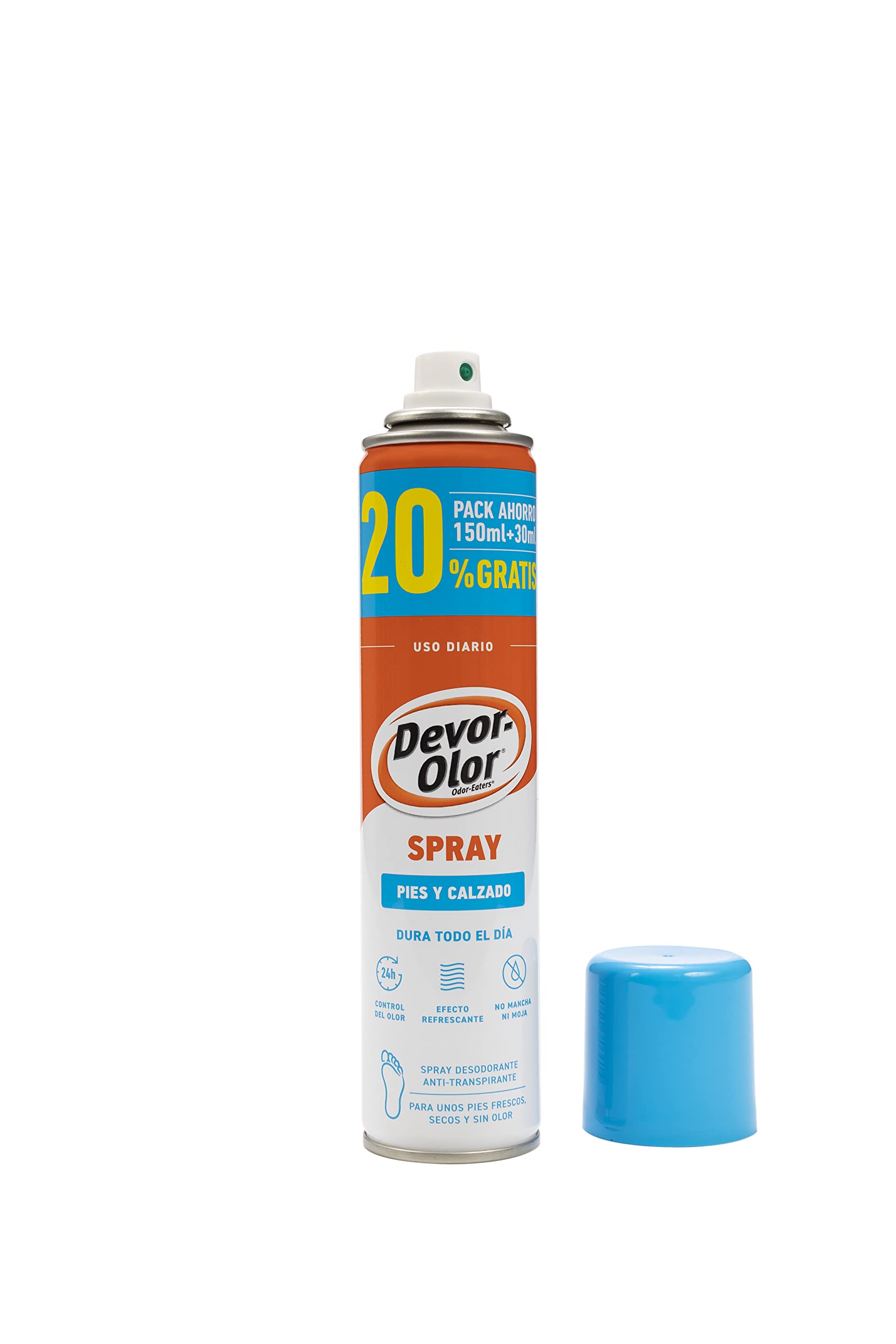 Devor-Olor | Spray pies y Calzado | Protección superior contra el olor y el sudor | Desodorante y antitranspirante para prevenir y eliminar instantáneamente el olor de los pies | +20% 180 ml